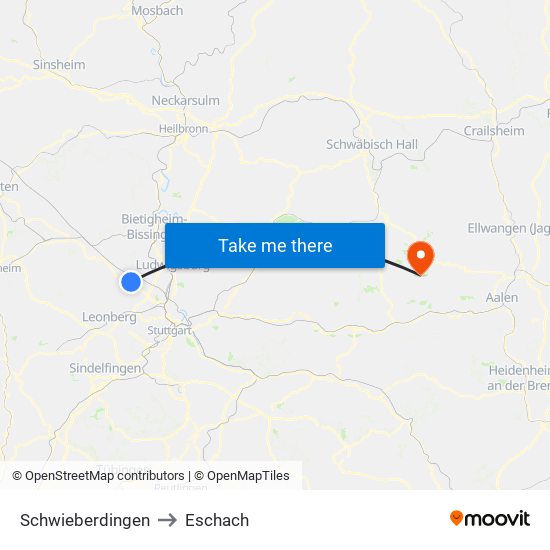 Schwieberdingen to Eschach map