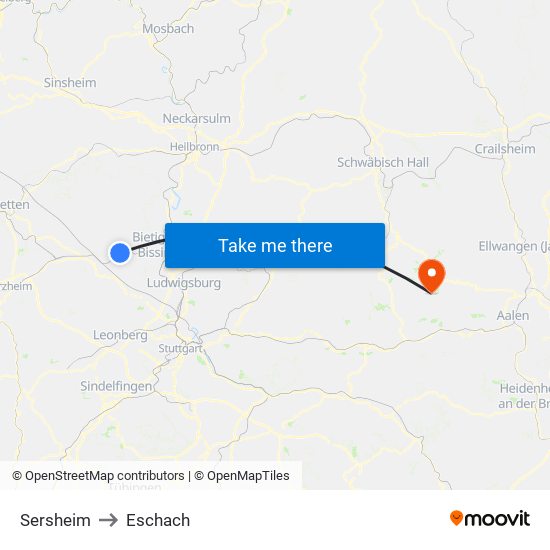 Sersheim to Eschach map