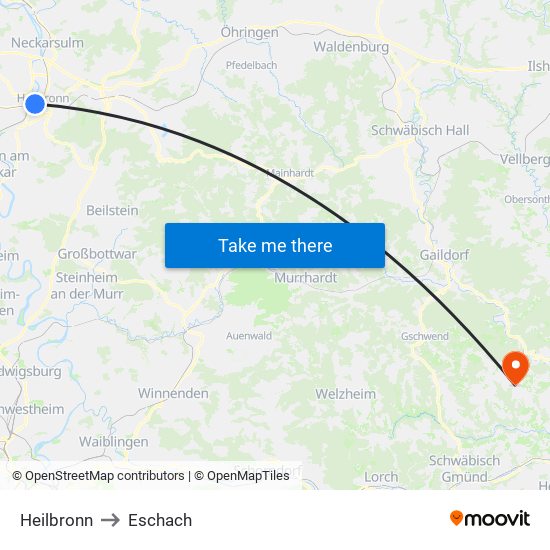 Heilbronn to Eschach map