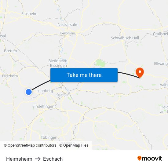 Heimsheim to Eschach map
