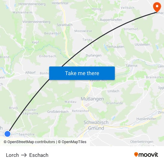 Lorch to Eschach map