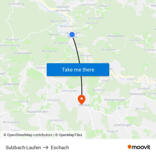 Sulzbach-Laufen to Eschach map