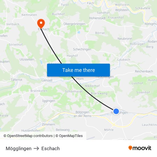 Mögglingen to Eschach map