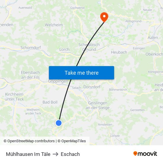 Mühlhausen Im Täle to Eschach map