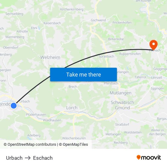 Urbach to Eschach map