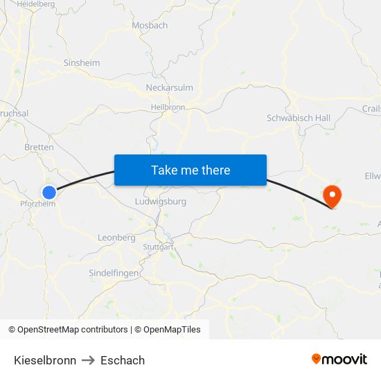 Kieselbronn to Eschach map