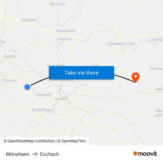 Mönsheim to Eschach map