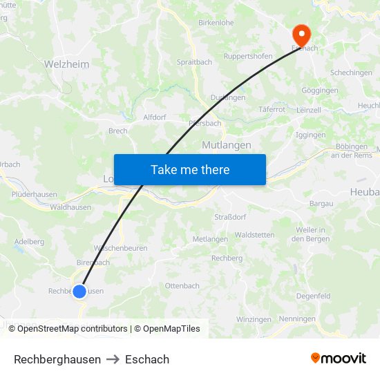 Rechberghausen to Eschach map