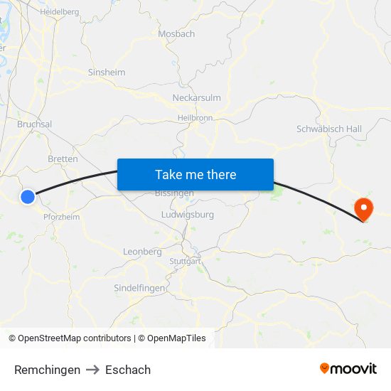 Remchingen to Eschach map