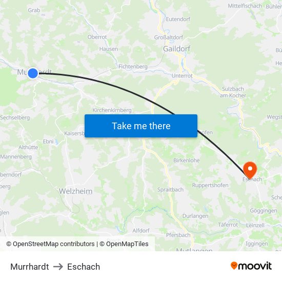 Murrhardt to Eschach map