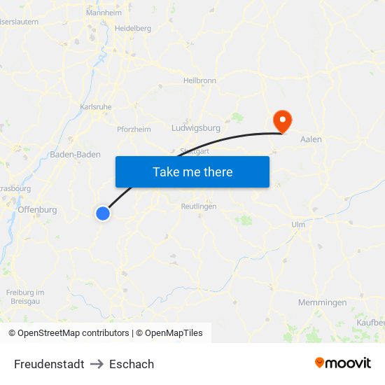 Freudenstadt to Eschach map