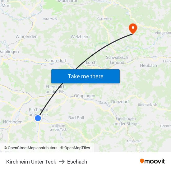 Kirchheim Unter Teck to Eschach map