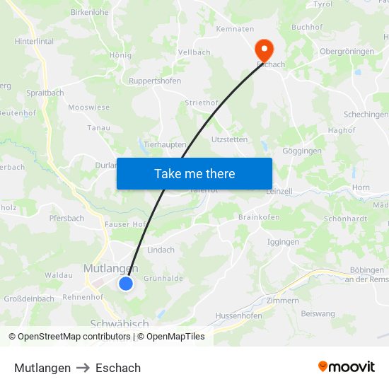 Mutlangen to Eschach map
