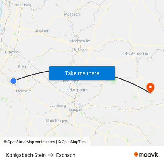 Königsbach-Stein to Eschach map