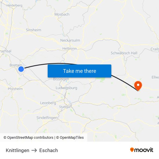 Knittlingen to Eschach map