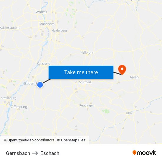 Gernsbach to Eschach map