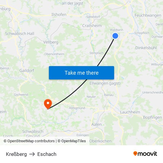 Kreßberg to Eschach map