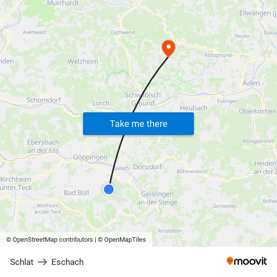 Schlat to Eschach map