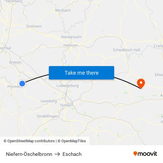 Niefern-Öschelbronn to Eschach map