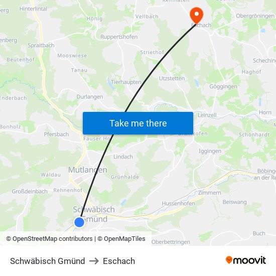 Schwäbisch Gmünd to Eschach map