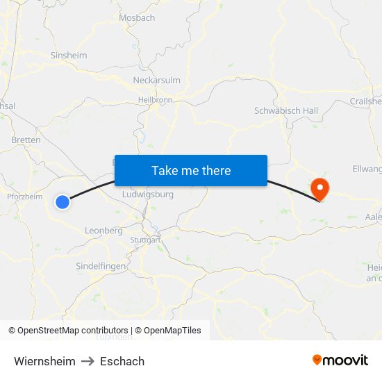 Wiernsheim to Eschach map