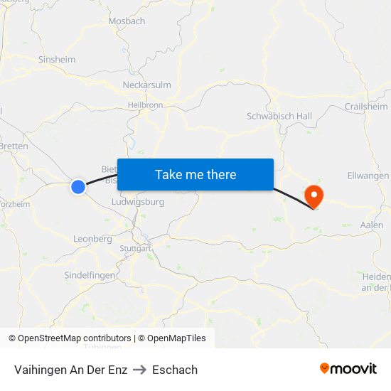 Vaihingen An Der Enz to Eschach map