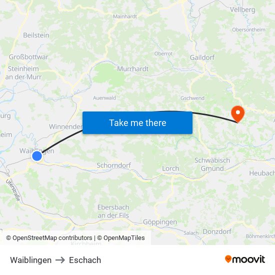 Waiblingen to Eschach map