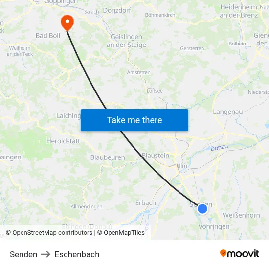 Senden to Eschenbach map