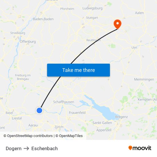 Dogern to Eschenbach map