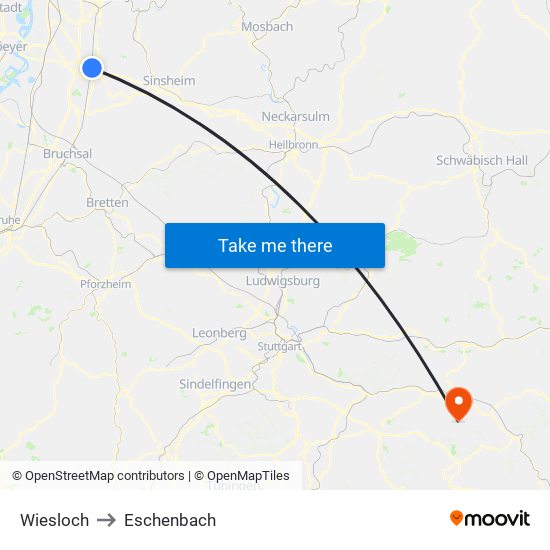 Wiesloch to Eschenbach map