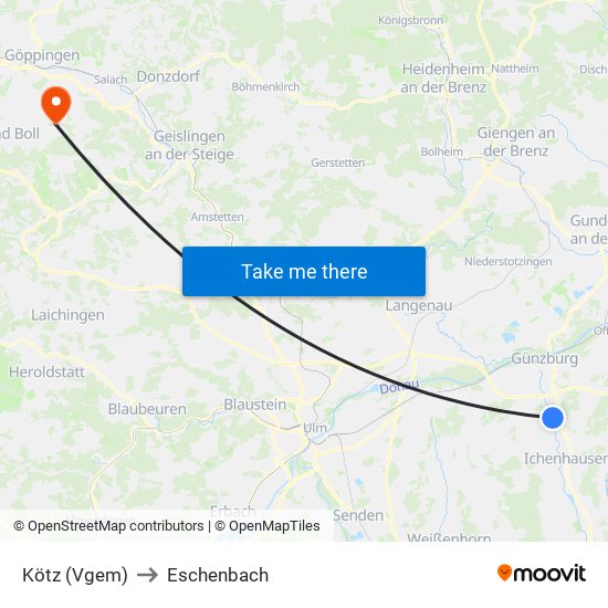 Kötz (Vgem) to Eschenbach map