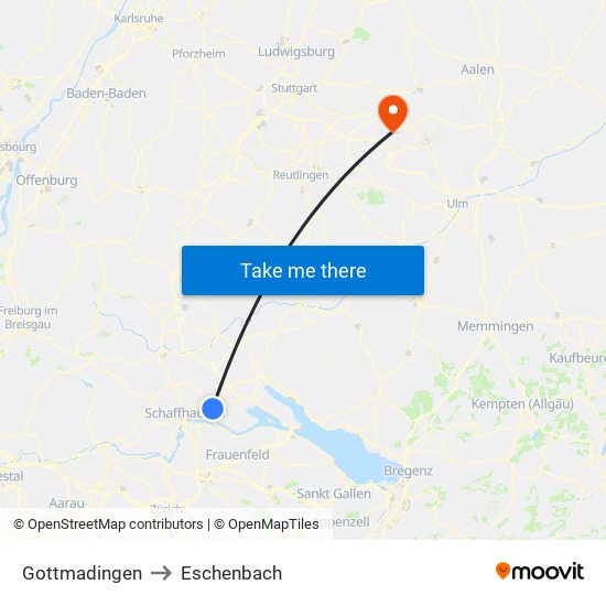 Gottmadingen to Eschenbach map