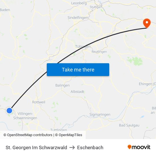 St. Georgen Im Schwarzwald to Eschenbach map