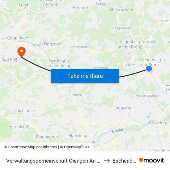 Verwaltungsgemeinschaft Giengen An Der Brenz to Eschenbach map