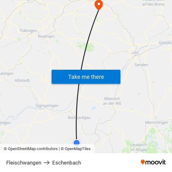 Fleischwangen to Eschenbach map