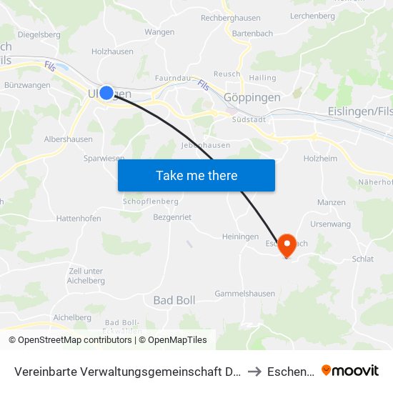 Vereinbarte Verwaltungsgemeinschaft Der Stadt Uhingen to Eschenbach map