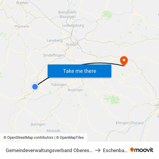 Gemeindeverwaltungsverband Oberes Gäu to Eschenbach map