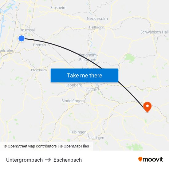Untergrombach to Eschenbach map