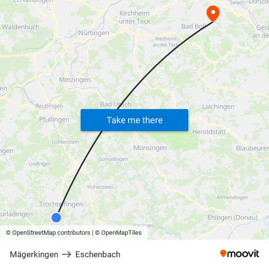 Mägerkingen to Eschenbach map