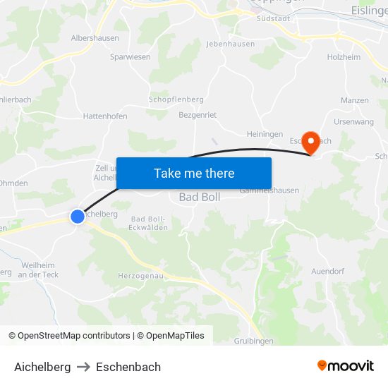 Aichelberg to Eschenbach map