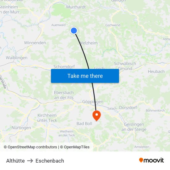 Althütte to Eschenbach map