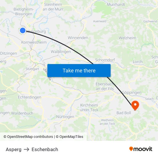 Asperg to Eschenbach map