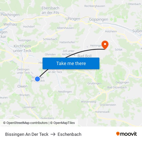 Bissingen An Der Teck to Eschenbach map