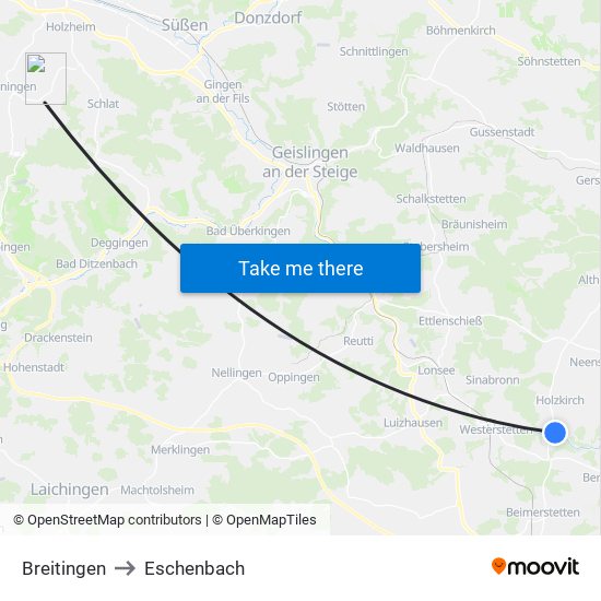 Breitingen to Eschenbach map