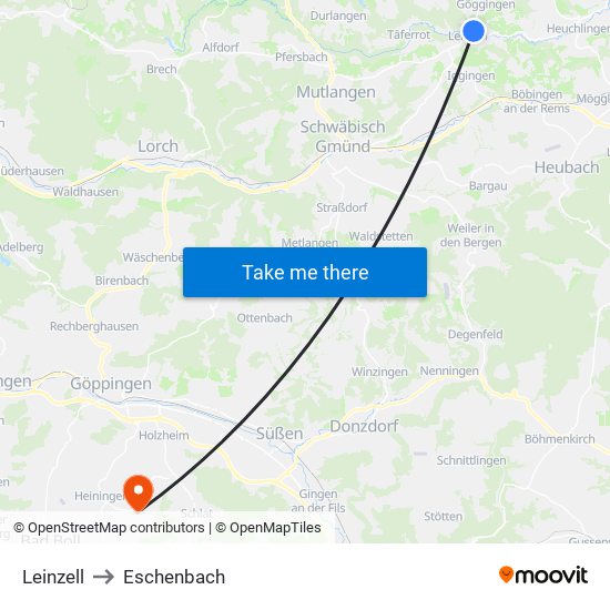 Leinzell to Eschenbach map