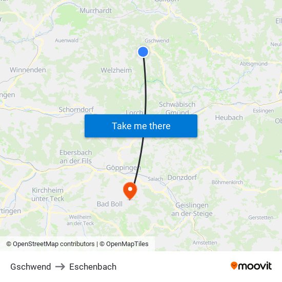 Gschwend to Eschenbach map