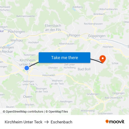 Kirchheim Unter Teck to Eschenbach map