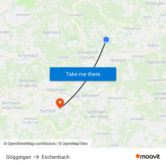 Göggingen to Eschenbach map