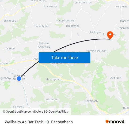 Weilheim An Der Teck to Eschenbach map