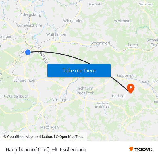 Hauptbahnhof (Tief) to Eschenbach map